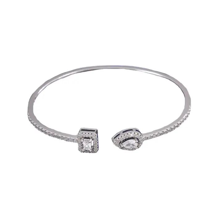 Bracelet manchette en zircon cubique, étanche, ornements de luxe, géométrique, fait main, ajustable,