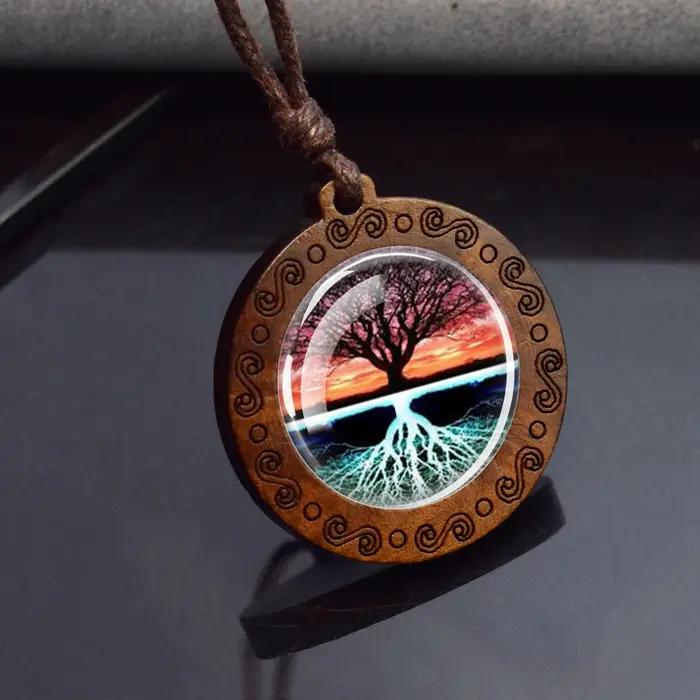 Collier Cabochon en verre arbre de vie