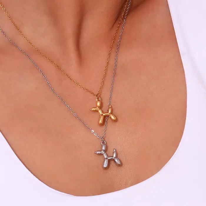 La.Muses – joli pendentif chiot tridimensionnel, chaîne o, une pièce, collier en acier inoxydable, bijoux pour femme sur le cou, décoration