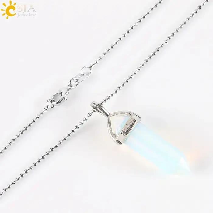 CSJA – colliers hexagonaux en cristal de balle, pierre précieuse naturelle, pendentif Chakra améthys