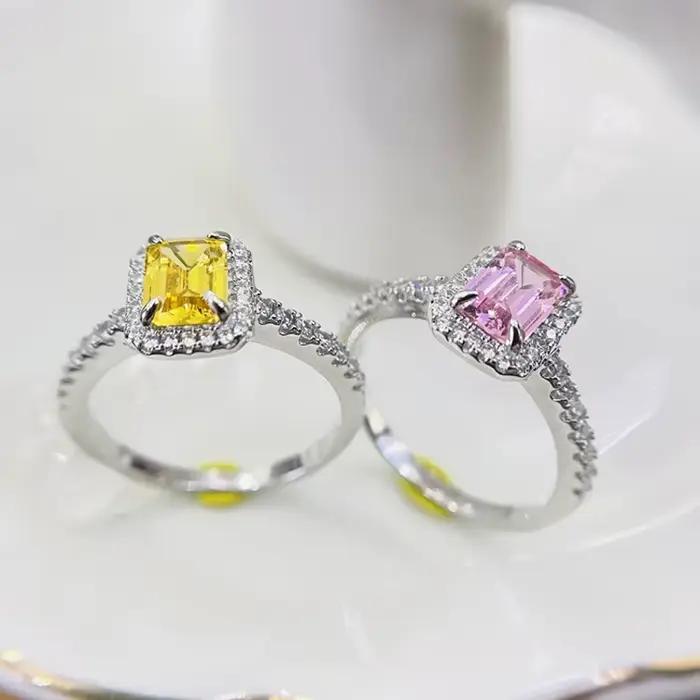 Bague Paraiba rectangulaire classique en argent 925 sertie de tourmaline verte pour femmes occasions spéciales fiançailles mariage