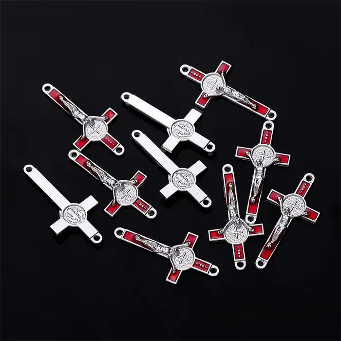 Charms néo-gothiques croix Saint Benoît chapelet connecteur central Triangle anneau bijoux accessoires fabrication bijoux pour femmes occasions spéciales