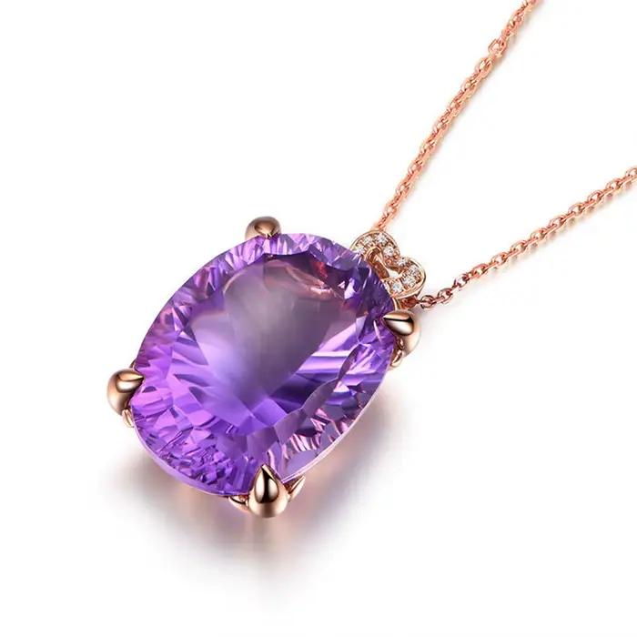 Pendentif en Quartz Naturel Violet Serties en Argent Sterling pour Occasions Spéciales Bijou de Qualité Supérieure à Offrir pour Femme