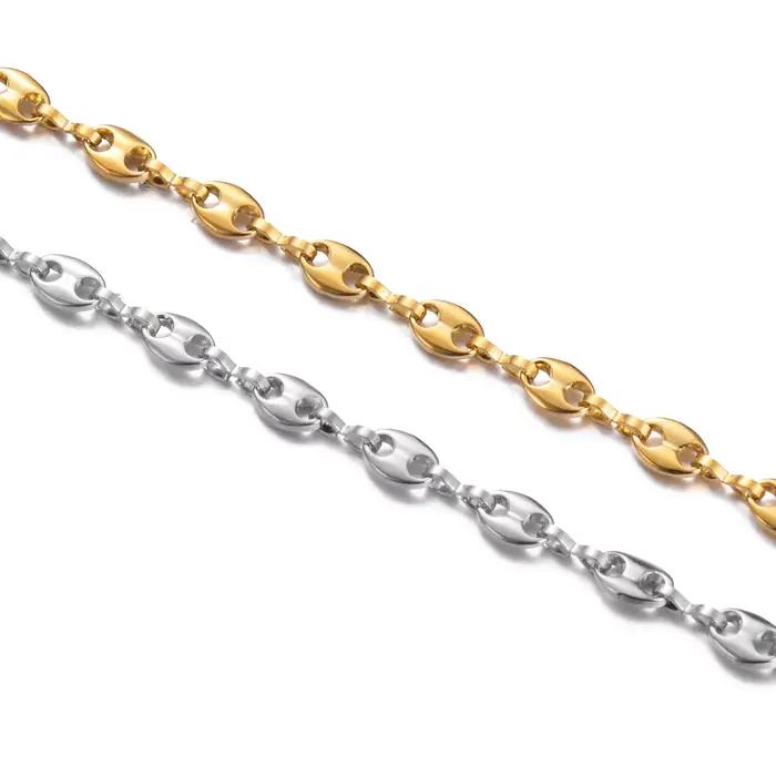 Chaînes à maillons Mariner en acier inoxydable de 1 mètre, couleur or, pour hommes et femmes, collier, Bracelet, fabrication de chaînes en grains de café, vente en gros