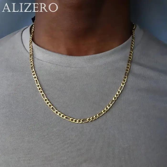 ALIZERO 18K or 4MM Figaro chaîne collier pour femmes hommes mode Hip Hop Punk colliers bijoux en gro