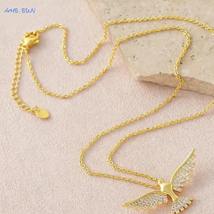 SUNSLL – collier avec pendentif oiseau de l'Esprit Saint plaqué or pour femmes et hommes