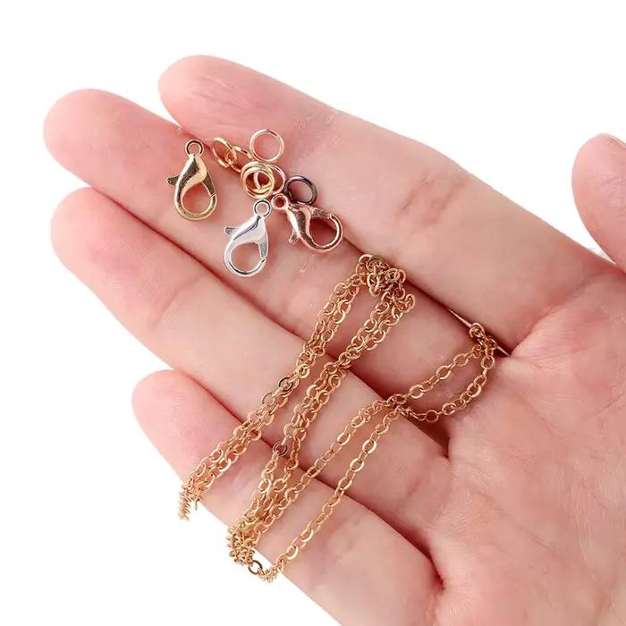 Chaîne à maillons en alliage de 3 mètres pour la fabrication de bijoux DIY avec anneaux de saut et fermoirs à homard pour colliers et bracelets à offrir pour occasions spéciales