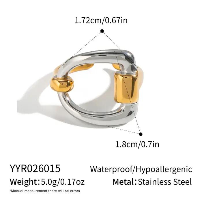 Bague ouverte torsadée bicolore classique Miia Jewelry