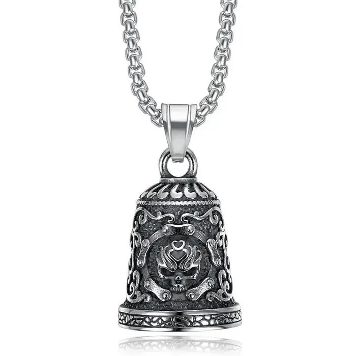 Pendentif Collier Tête de Mort Flamme pour Hommes