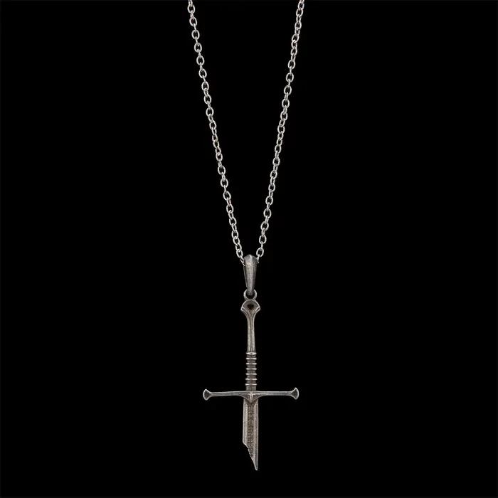 Rétro Excalibur cassé épée collier Punk à la mode pendentif en métal Collections Film le seigneur Narsil bijoux Fans cadeau