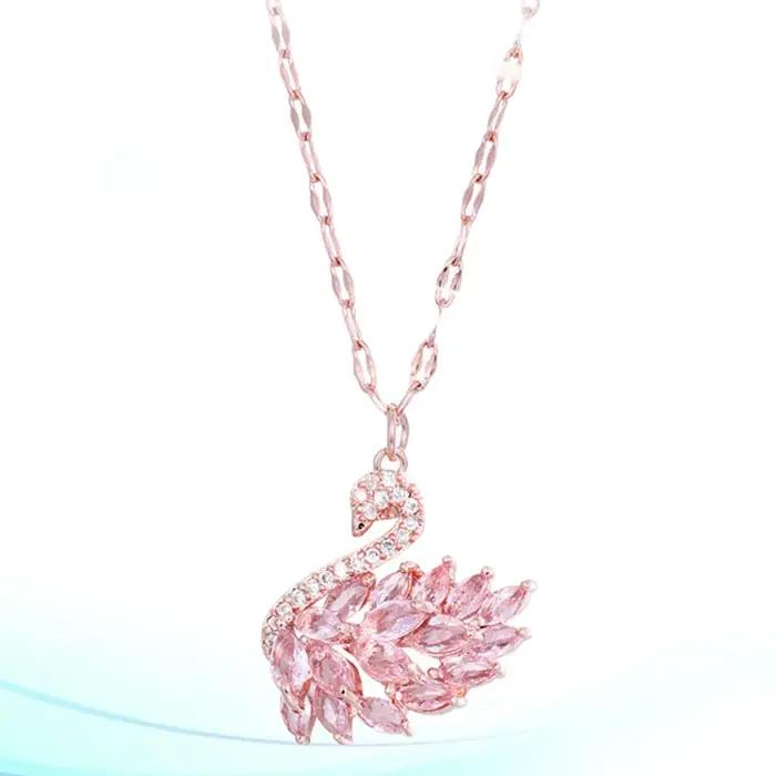 Collier en forme de collier rose avec pendentif en rhinestone pour femmes et hommes élégants occasions spéciales