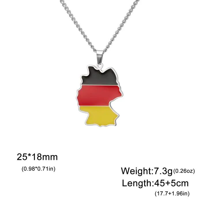 Amaxer carte d'allemagne pendentif collier pour femmes hommes en acier inoxydable collier Deutschlan