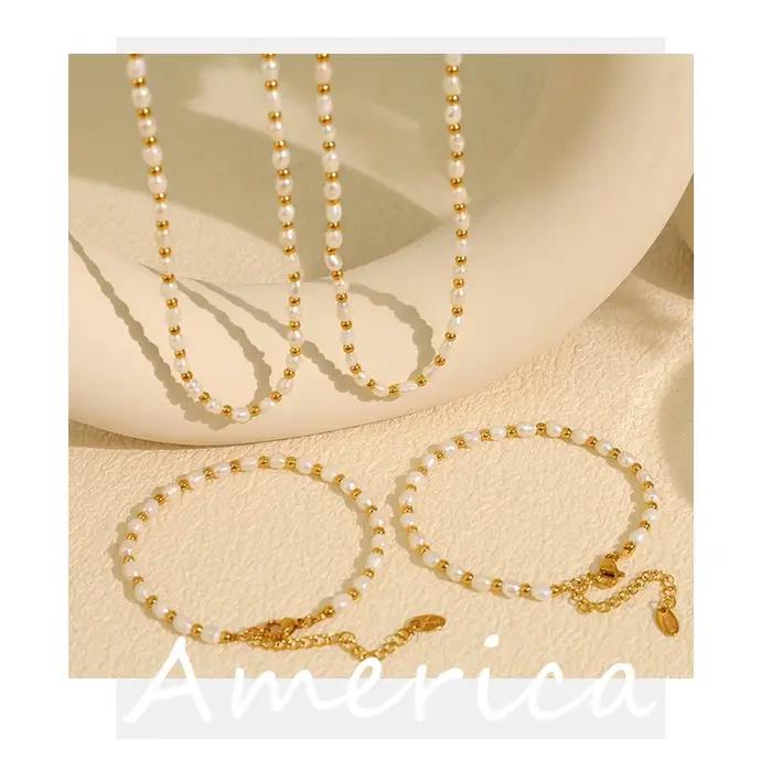 Amaiyllis – ensemble bracelet et collier de perles d'eau douce baroques Vintage
