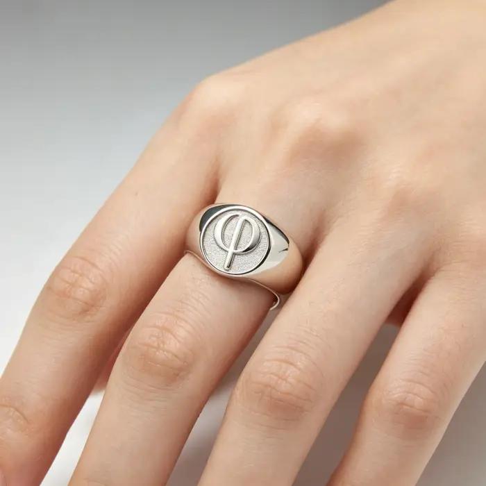 Bague signet personnalisée pour homme de 15 mm, avec logo en lettres capitales, bague tendance pour