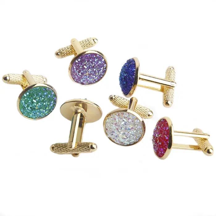 Boutons de manchette CHYVENEE en or sertis de strass élégants pour homme et femme occasions spéciales et tous les jours