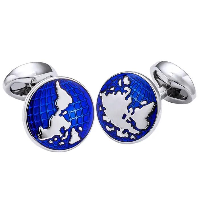 Boutons de manchette élégants carte du monde pour hommes à la mode pour invités de mariage et occasions spéciales