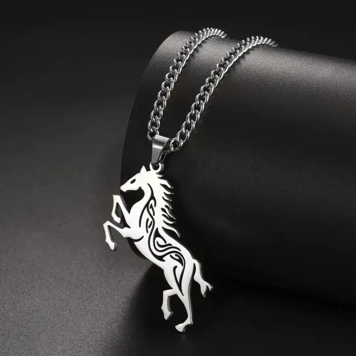LIKGREAT-Collier Cheval Celtique pour Homme et Femme, Acier Inoxydable, Pendentif Animal Punk, Bijoux Amoureux des oral aux, Cadeau d'Anniversaire