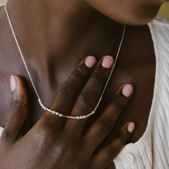 Collier personnalisé en code Morse avec noms sur mesure, ras-de-cou perlé, bijoux de mode pour femme