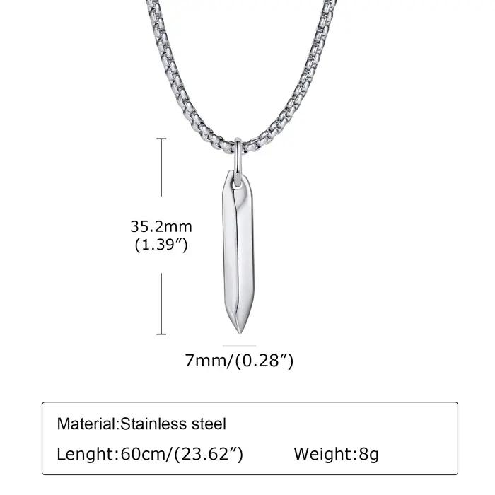 Collier pendentif style ongle homme acier inoxydable hexagonal géométrique hip hop punk cadeau de fête pour homme occassions spéciales