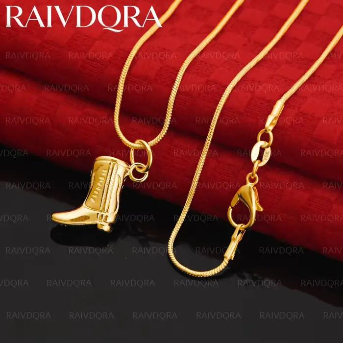 Collier pendentif botte plaqué or 18 carats pour femmes et hommes, cadeau d'anniversaire, bijoux romantiques populaires et tendance