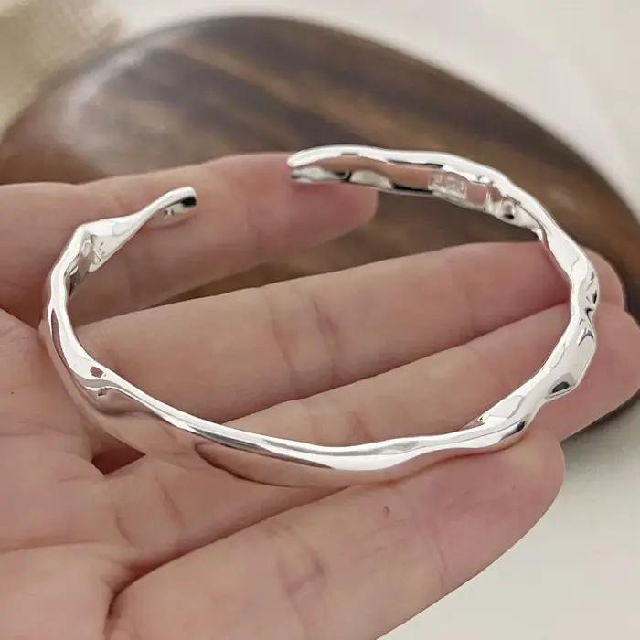 Bracelet en métal 100% argent Sterling 925 massif pour femmes et hommes, Vintage, fait à la main, Si