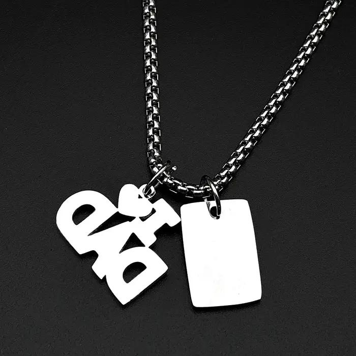 Collier Pendentif « J'aime Papa » en Acier Inoxydable Argenté