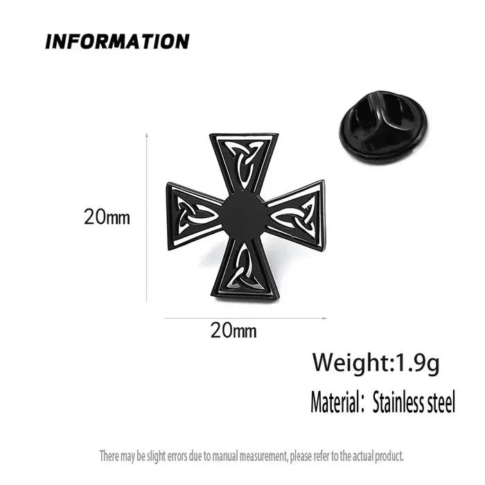 Broche croix celtique rétro en acier inoxydable pour hommes