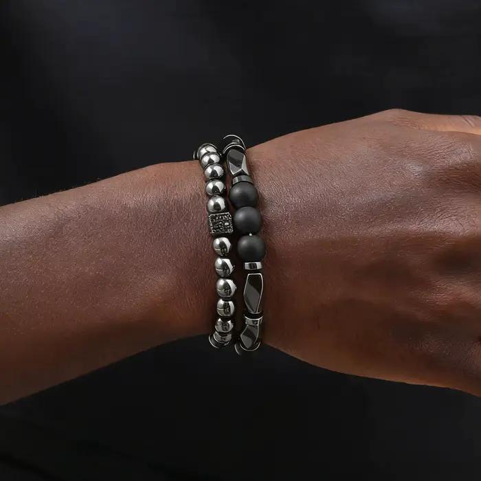 Ensemble de 2 bracelets tendance pour hommes