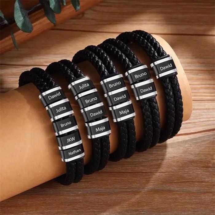 Bracelet personnalisé en acier inoxydable avec gravure de nom pour homme occassions spéciales tracker d'humeur vendange