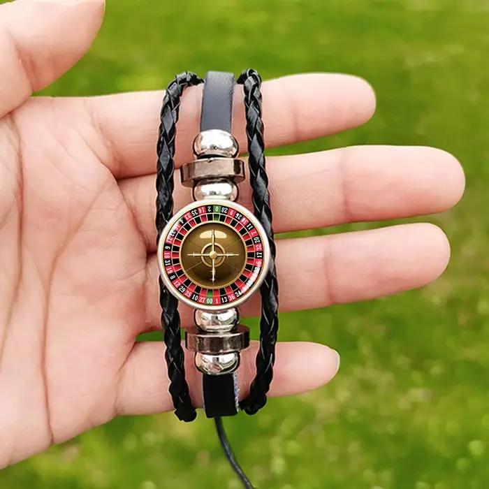 Bracelet en cuir avec roue de Roulette pour hommes et femmes