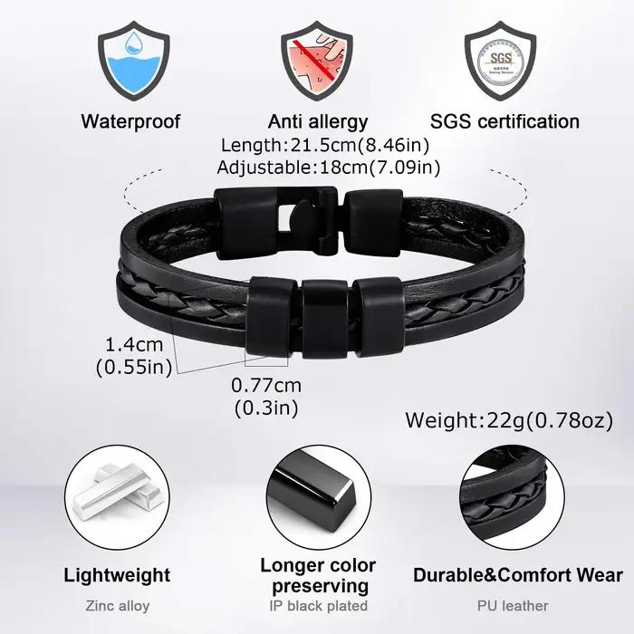 Bracelet en cuir en métal personnalisé pour hommes