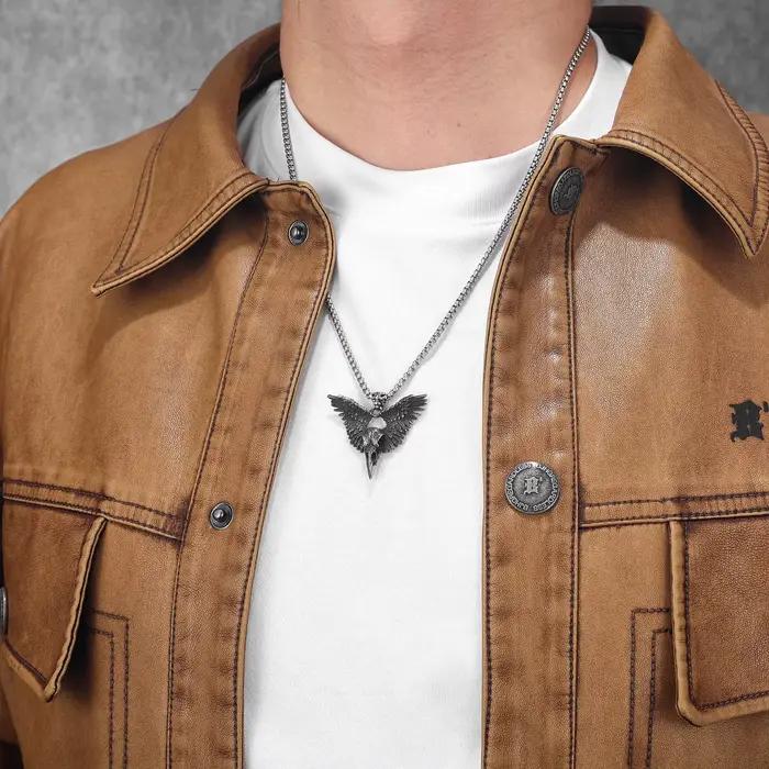 Colliers rétro Viking corbeau pour hommes et femmes