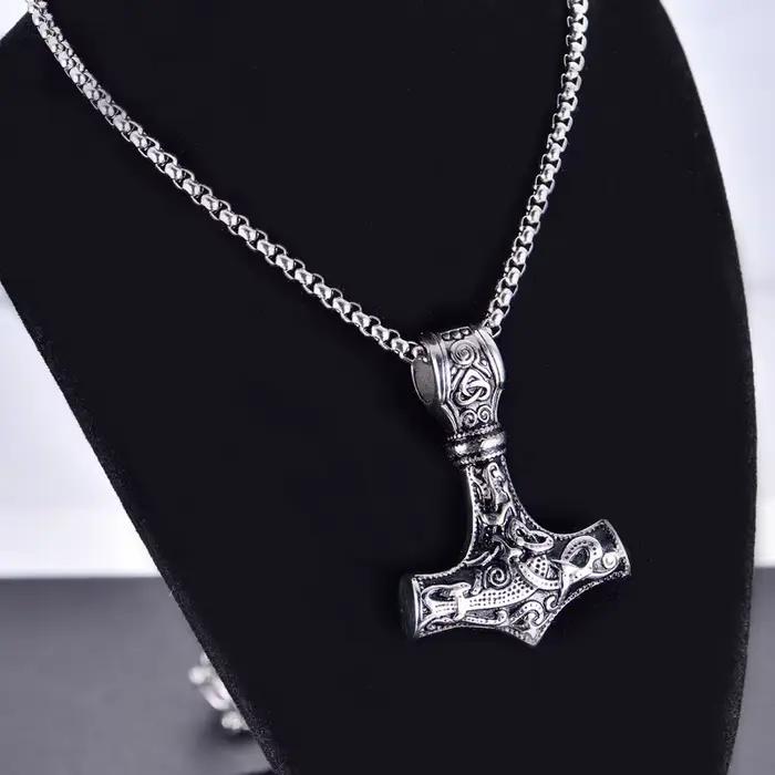 Collier Mjolnir avec pendentif Thor symbole viking en argent plaqué or rose pour homme occasions spéciales