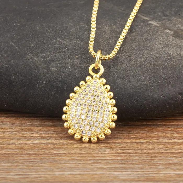 Pendentif NIDIN en zircon cubique forme de goutte d'eau avec chaîne ajustable pour femmes occasions spéciales et quotidiennes