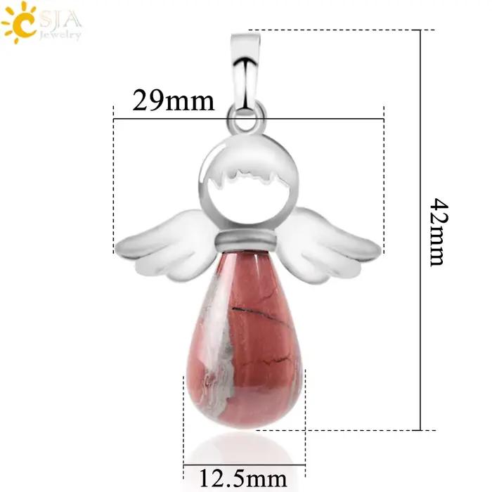 Ange Ailes Pendentif En Pierre Naturelle pour Collier Quartz Rose Onyx Argent-couleur Goutte D'eau Pendentifs Femme Bijoux Cadeau pierre naturelle pendentif pierre naturelle pierre naturelle et crista