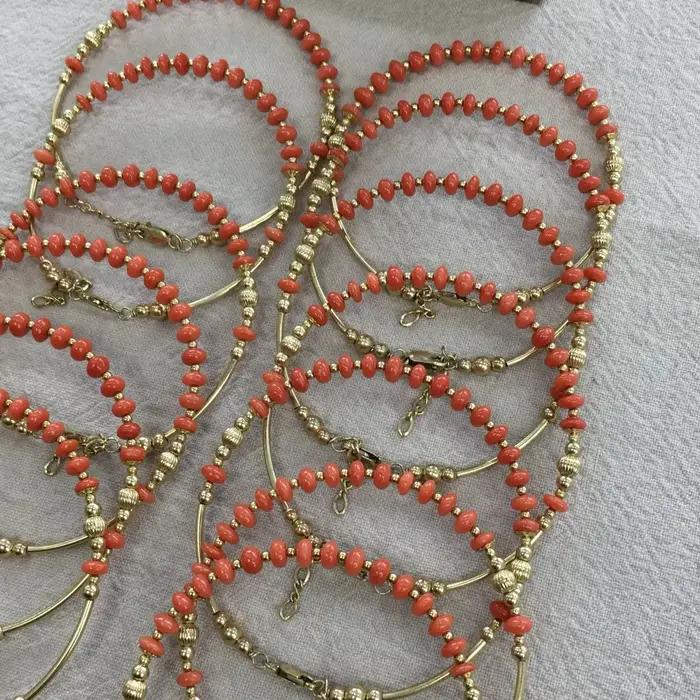 Certificat réel 14K or américain rempli naturel précieux corail perle manchette Bracelet étanche luxe