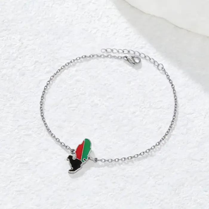 France Martinique carte goutte d'huile drapeau Bracelet pour femmes en acier inoxydable Martinique Double perles chaîne Bracelet bijoux cadeau