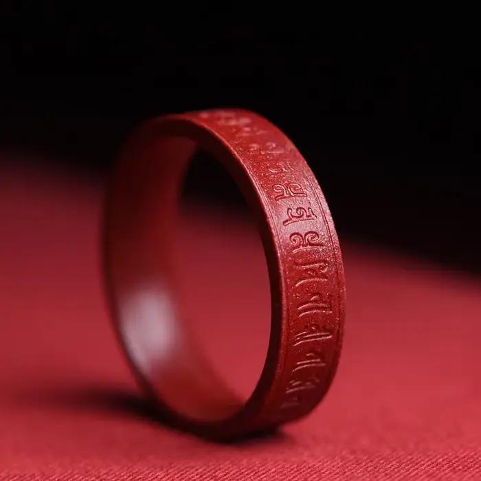 Bague Cinabre Authentique Naturelle en Aventurine, Bijou d'Eternité pour Femme Occasions Spéciales, Alliance de Mariage, Style Classique
