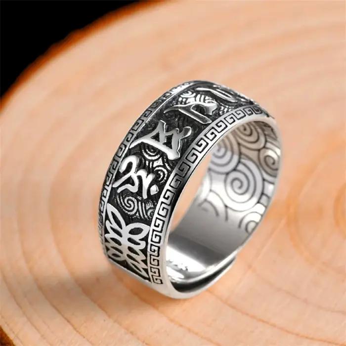 Bague en argent sterling 925 sertie de mantra om mani padme hum élégante à offrir pour hommes occasions spéciales partys et rassemblements