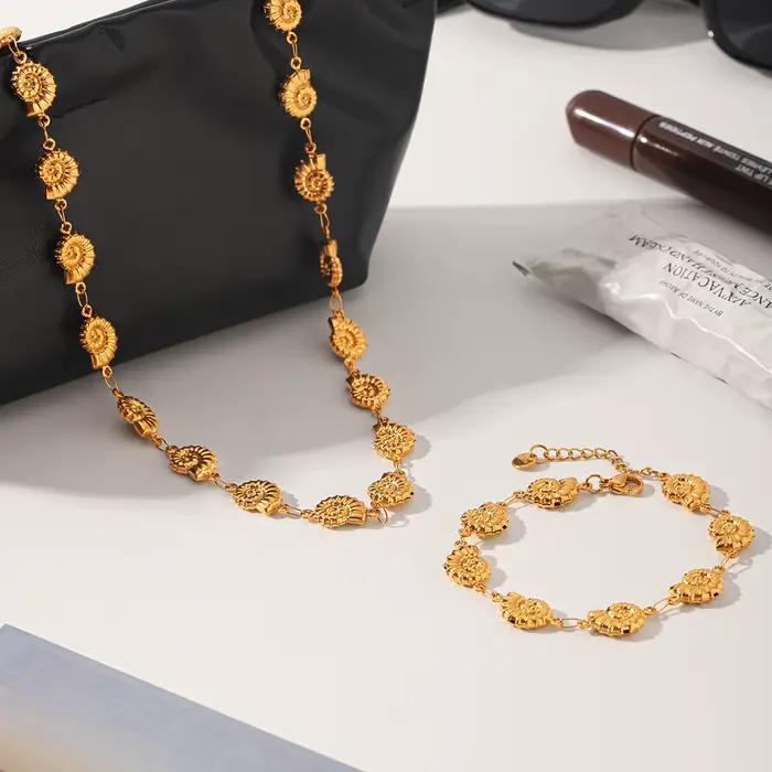 Ensemble de bijoux coquillage plaqué or en acier inoxydable pour femme, idéal pour les vacances d'été et les occasions spéciales