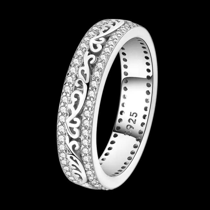 Bague Saint-Valentin en argent sterling 925 avec incrustation de zirconium blanc alliance de couple pour femmes occasions spéciales romantiques