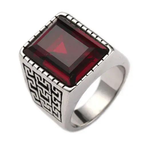 Bague en pierre CZ rouge bleu pour hommes, bague Vintage en acier inoxydable, alliances pour hommes,