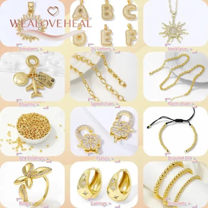 Charmes en laiton plaqué or 18K avec zircon cubique style océan pour création de bijoux DIY femmes occasions spéciales