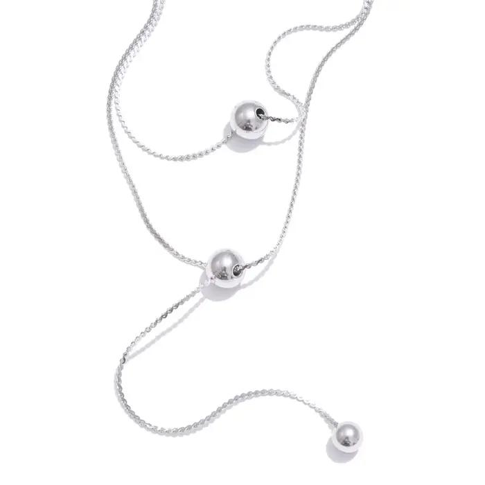 Collier en acier inoxydable avec pendentif de perles rondes, design géométrique en or véritable, cadeau élégant pour femmes, idéal pour les soirées et événements sociaux