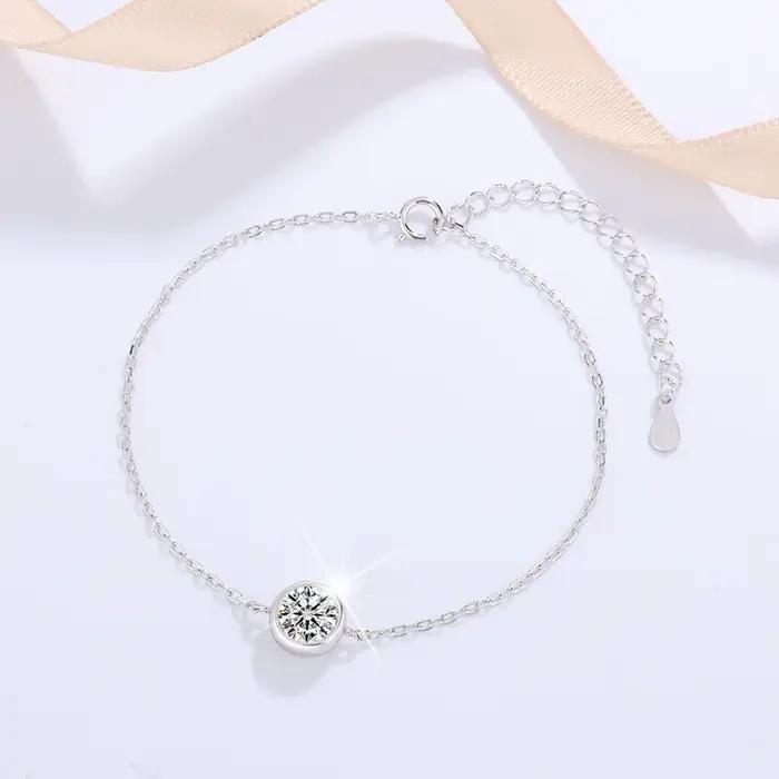 Bracelet Bulle en Argent Sterling S925 avec Moissonite pour Femmes Occasions Spéciales Mariage Élégant et Polyvalent