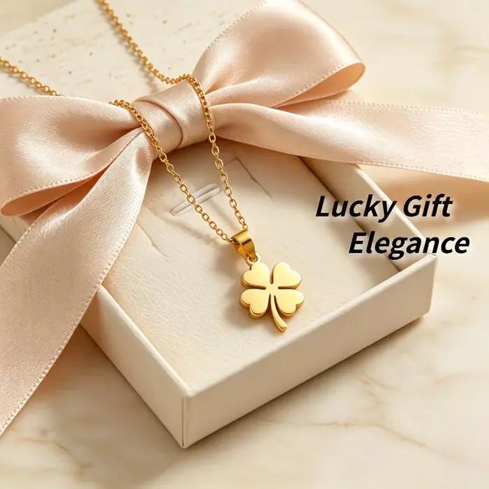 Collier pendentif trèfle à quatre feuilles en acier inoxydable or pour femme usages quotidiens et occasions spéciales