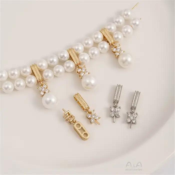 Conium Double Nucleo-Necklace Plaqué Or 14K, Perles Mathiées, Pendentif Porte-Oeil de Mouton, Accessoires de Bijoux en Perles Faits à la Main