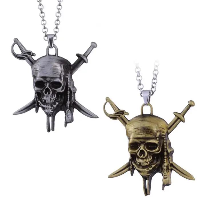 Collier Pirates des Caraïbes Jack Sparrow Aztèque Squelette Têtes de Crâne Pendentif Punk Bijoux Vintage Occasions Spéciales