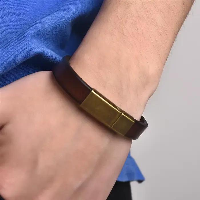 Bracelet en cuir tressé marron Punk pour hommes et femmes, fermoir magnétique en acier inoxydable, à la mode, 18.5/20.5/22.5cm, bijoux cadeaux
