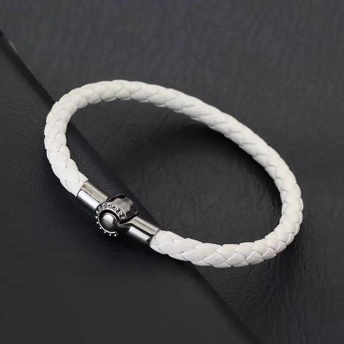 Bracelet en corde de cuir Simple pour hommes, cordon tressé fait à la main, fermoir magnétique détac
